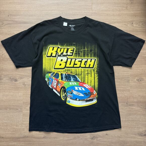 Kyle Busch M&M Nascar Racing Short Sleeve Shirt Black Size XL Number 18 2011 - Picture 8 of 8